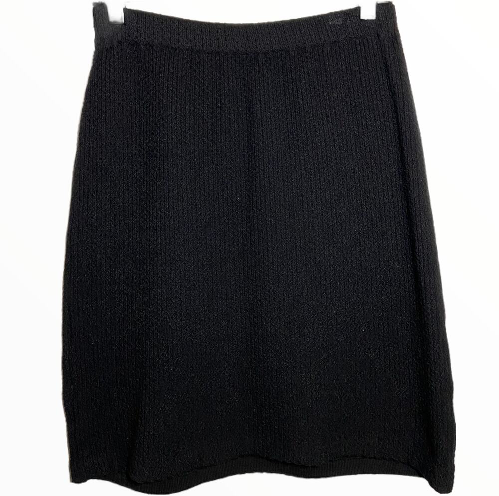 St. John Caviar Santana Knit Skirt wool Knee Length Black 6